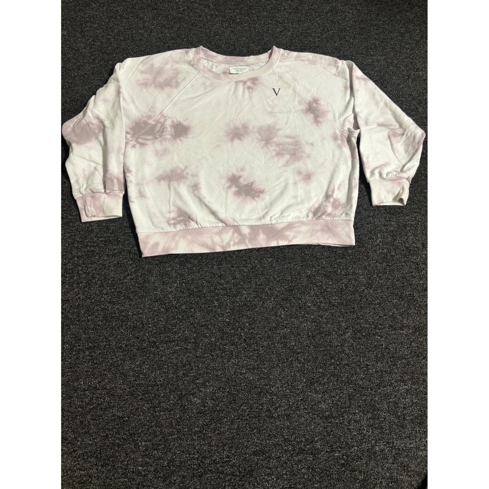 VICTORIAS SECRET Tie Dye Sweatshirt‎ Womens XL Lavender White Relaxed Fit